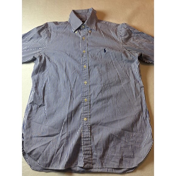 Ralph Lauren Mens Blue & White Striped Cotton Button-Down Shirt Size 15.5 - Picture 2 of 12